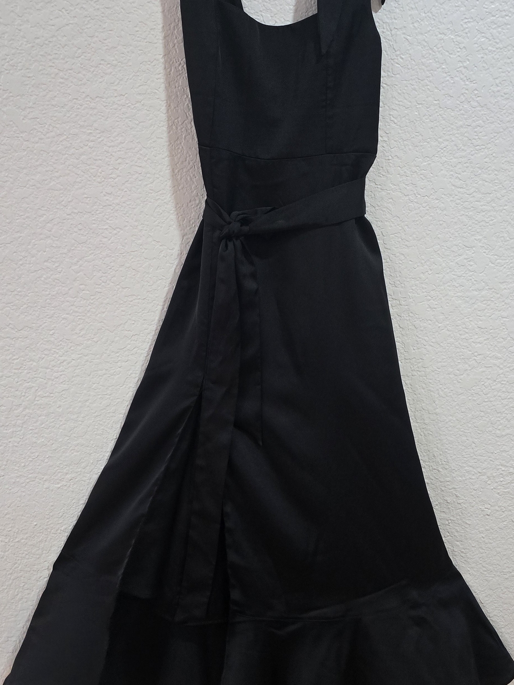 Classic Black Sleeveless Tie-Waist Dress, Very Soft.